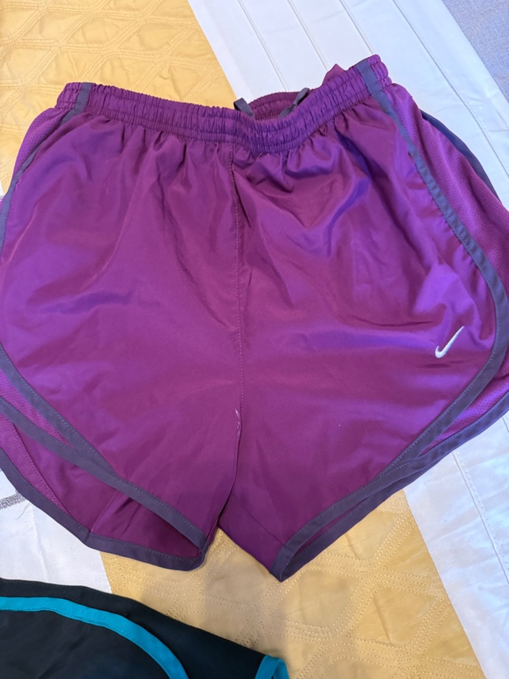 Nike Women's Purple Athletic Running Shorts with Gray Trim